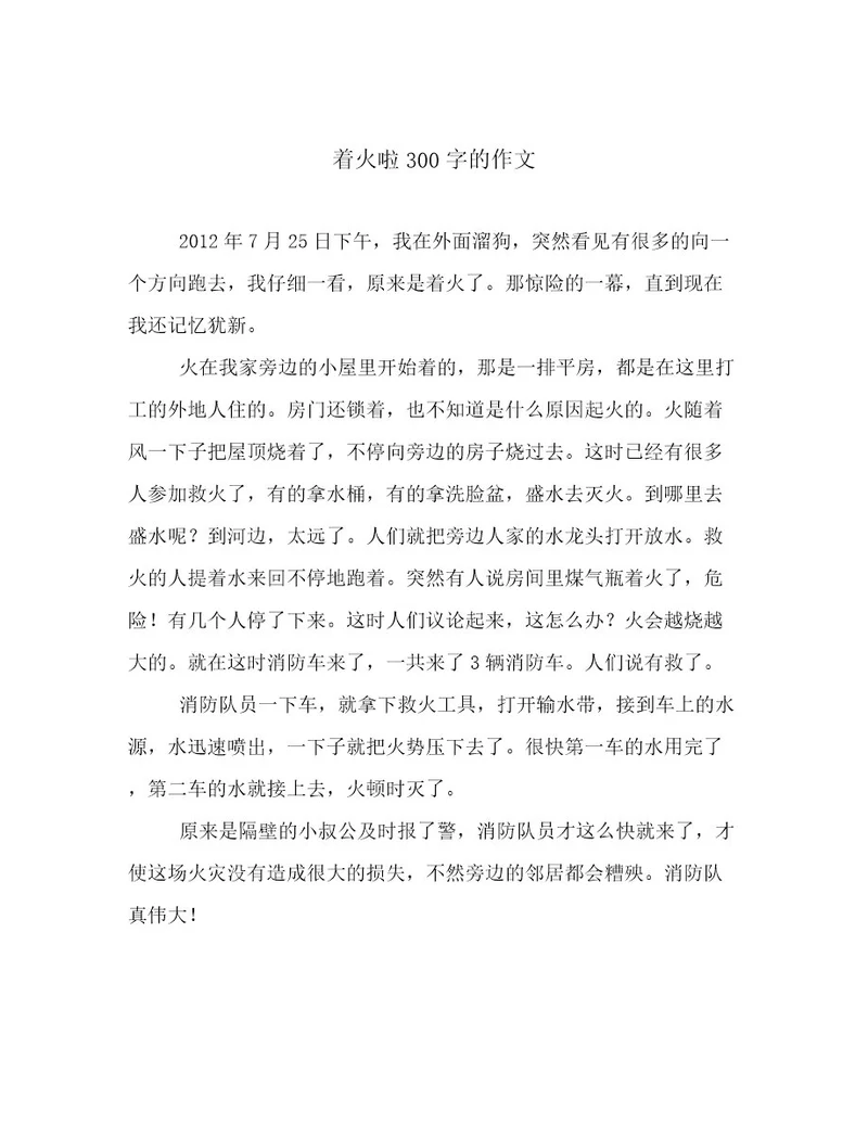 着火啦300字的作文