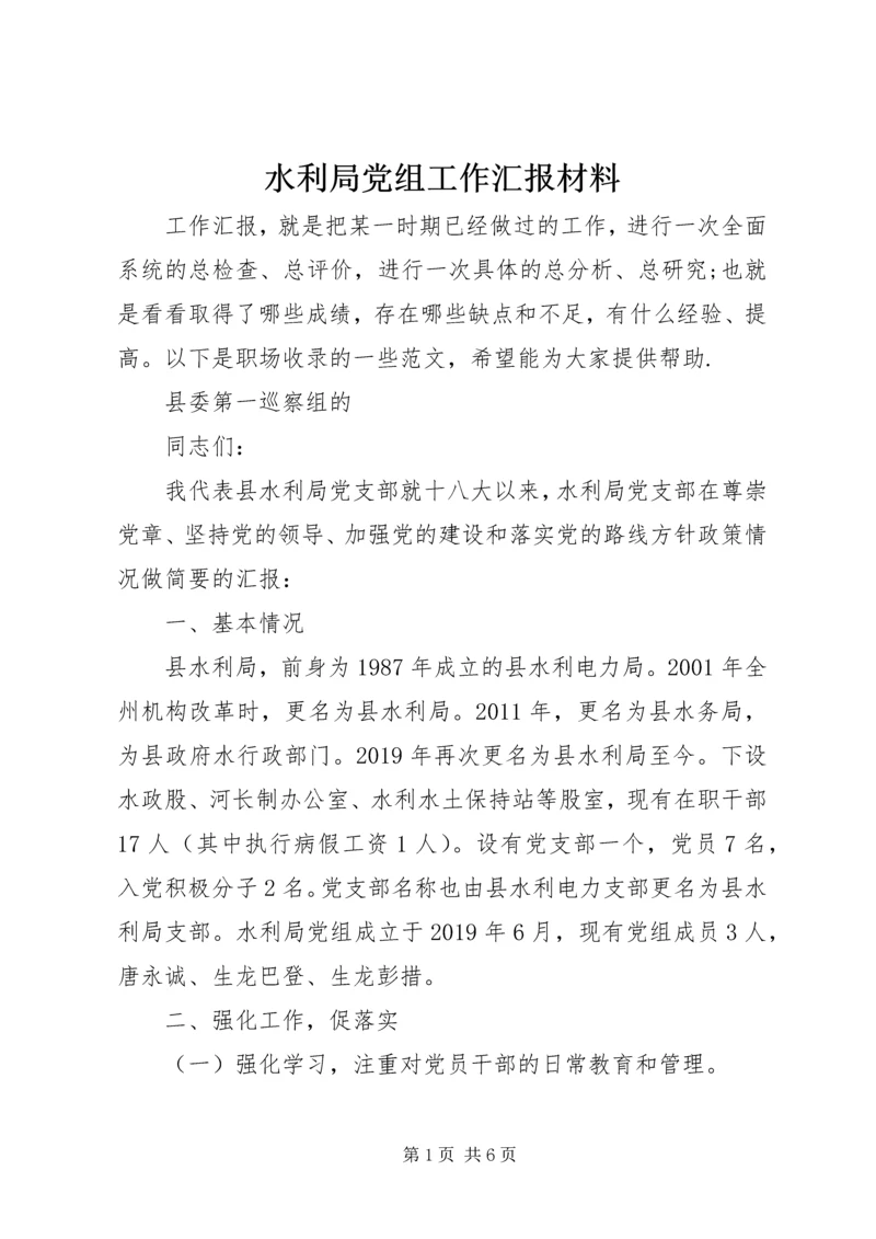 水利局党组工作汇报材料 (2).docx