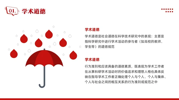 红色简约学术道德与学术规范PPT模板宣传PPT动态PPT职业道德