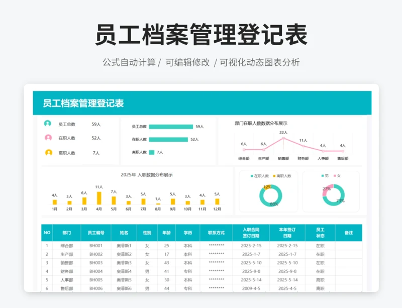 员工档案管理登记表