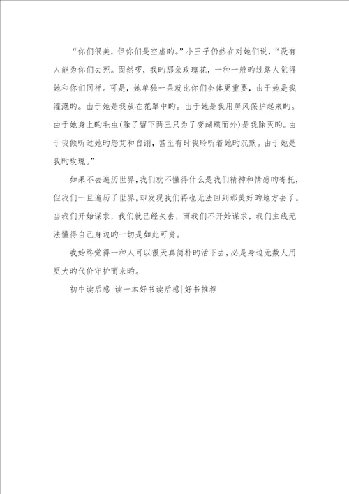 2022年小王子读后感初中