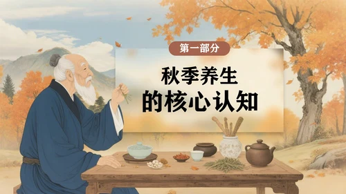 褐色中国风秋季养生指南PPT模板