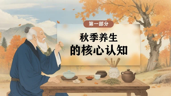 褐色中国风秋季养生指南PPT模板