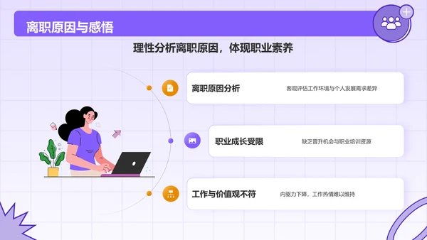 紫色插画风入职自我介绍PPT模板