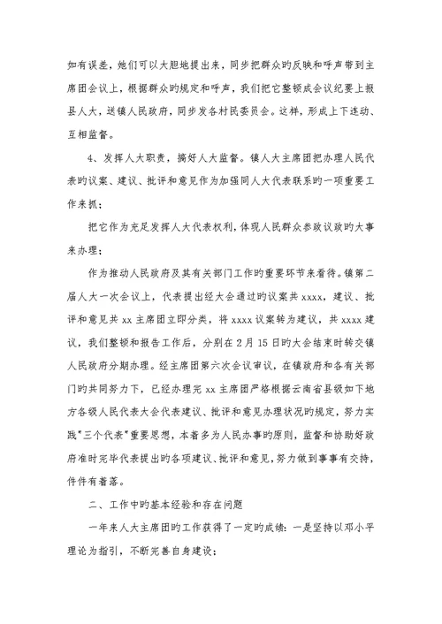 2022年乡镇人大主席团年度工作总结优异范本