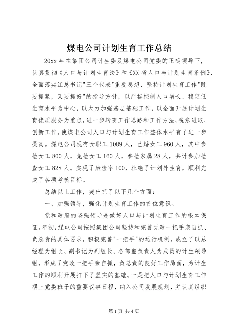 煤电公司计划生育工作总结 (2).docx