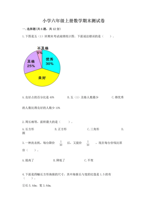 小学六年级上册数学期末测试卷附参考答案【达标题】.docx