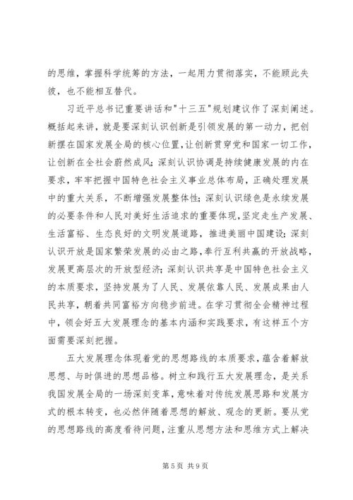 坚持五大发展理念学习心得体会.docx