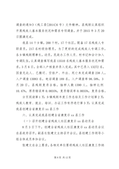 乡镇残联年度工作总结及工作计划.docx