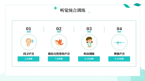 绿色绿叶小清新教育家庭中的感觉统合训练PPT课件教师培训