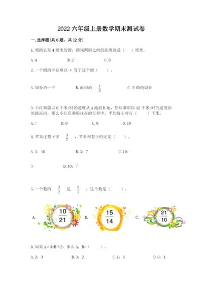 2022六年级上册数学期末测试卷（历年真题）word版.docx