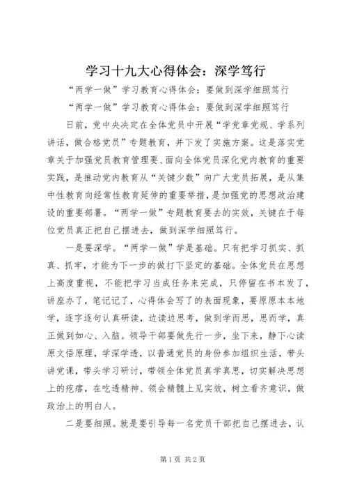 学习十九大心得体会：深学笃行 (3).docx