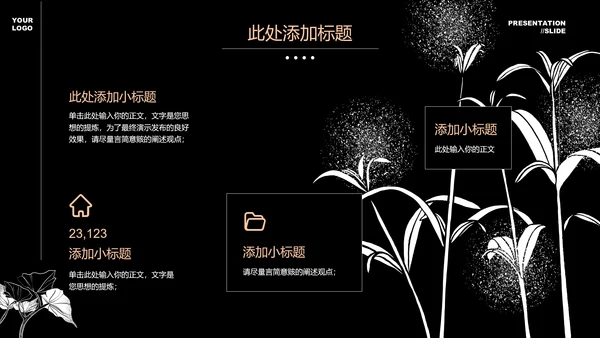 黑白小清新文艺通用PPT演示模板