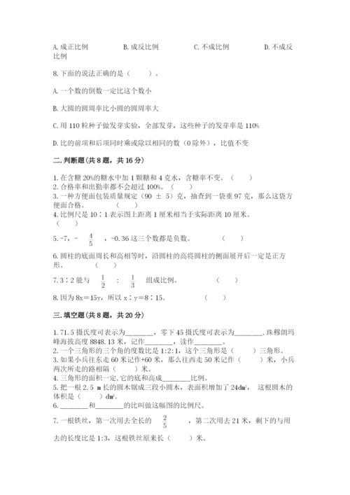 北师大版小学六年级下册数学期末综合素养测试卷完美版.docx