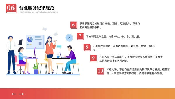橙黄色商务礼仪插画风格银行窗口服务礼仪商务礼仪PPT窗口服务礼仪培训
