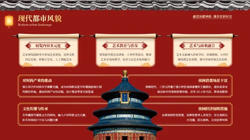 红色中国风印象北京旅游介绍PPT模板
