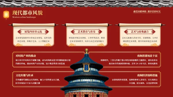 红色中国风印象北京旅游介绍PPT模板