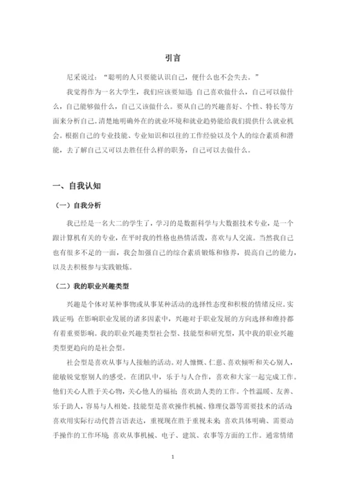 11页5100字数据科学与大数据技术专业职业生涯规划.docx