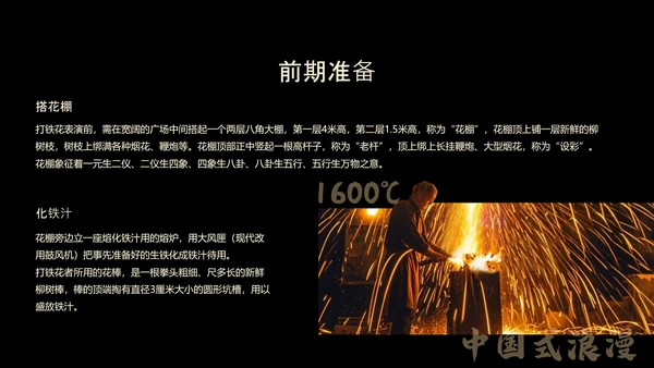 黑色简约非遗打铁花科普PPT模板
