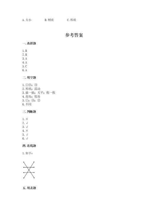 教科版科学一年级下册第一单元《我们周围的物体》测试卷含答案突破训练