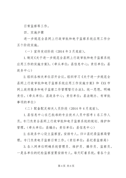 规范全县网上行政审批和电子监察系统应用工作的实施方案 (2).docx