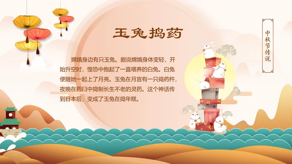 传统节日民俗中秋节介绍PPT模板月饼团圆