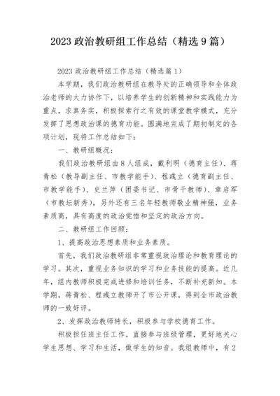 2023政治教研组工作总结（精选9篇）.docx