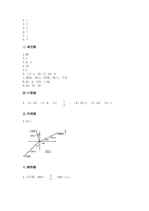 小学数学六年级上册期末考试试卷及参考答案【实用】.docx