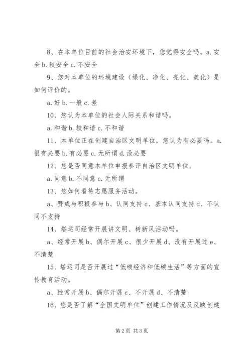 全国文明单位测评调查问卷.docx