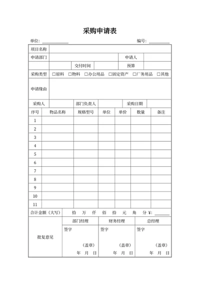 采购申请表