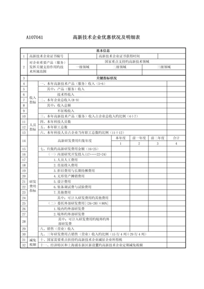 高新技术企业优惠情况及明细表.docx