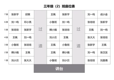 简约学生座位表