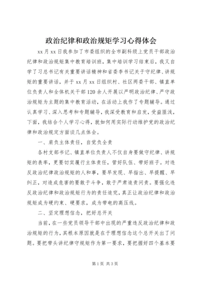 政治纪律和政治规矩学习心得体会.docx