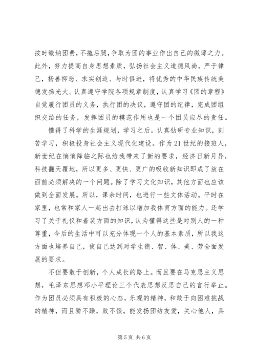 优秀共青团员自我鉴定书范文.docx