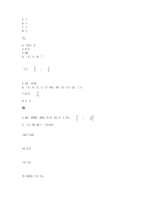 人教版数学小升初模拟试卷及参考答案【突破训练】.docx