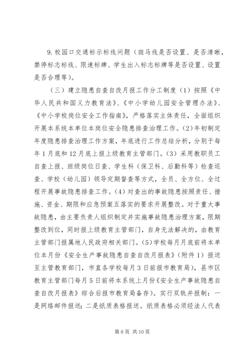 开展安全生产隐患自查自改月报工作计划.docx