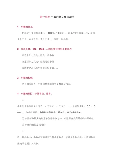 2023年北师大版四年级下册知识点总结.docx