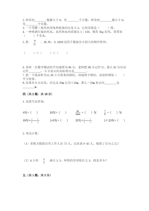 人教版六年级数学小升初试卷及参考答案【培优a卷】.docx