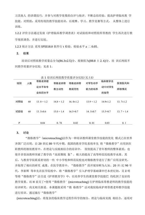 微格教学法在中医临床护理教学技能培训中的实践