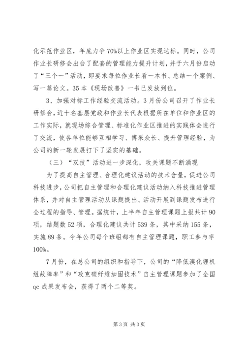 企业上半年主要工作回顾和下半年工作打算.docx