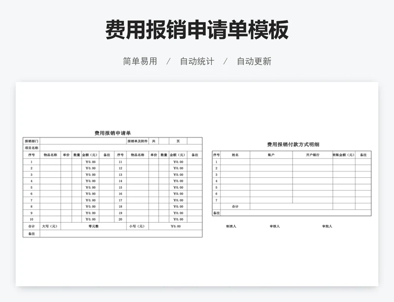 费用报销申请单模板