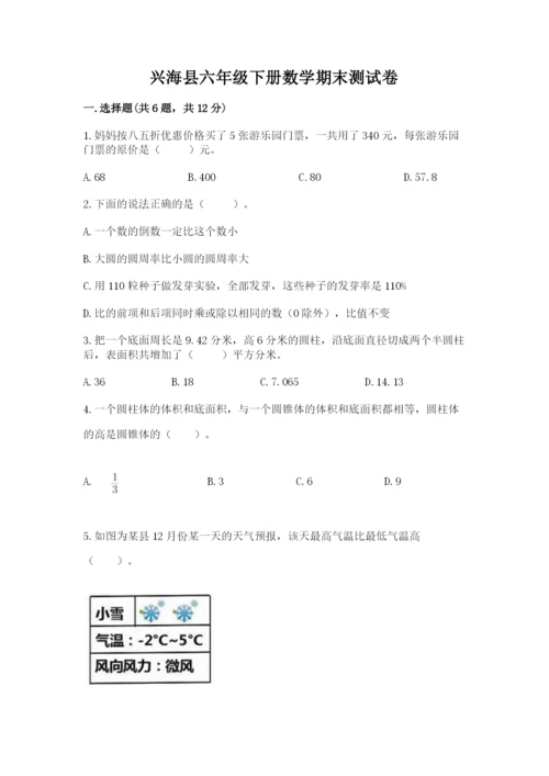 兴海县六年级下册数学期末测试卷标准卷.docx