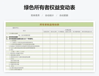 绿色所有者权益变动表