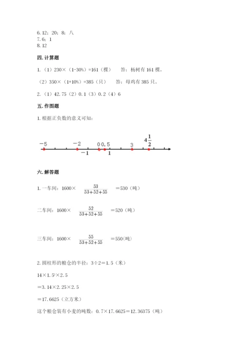 玉门市六年级下册数学期末测试卷审定版.docx