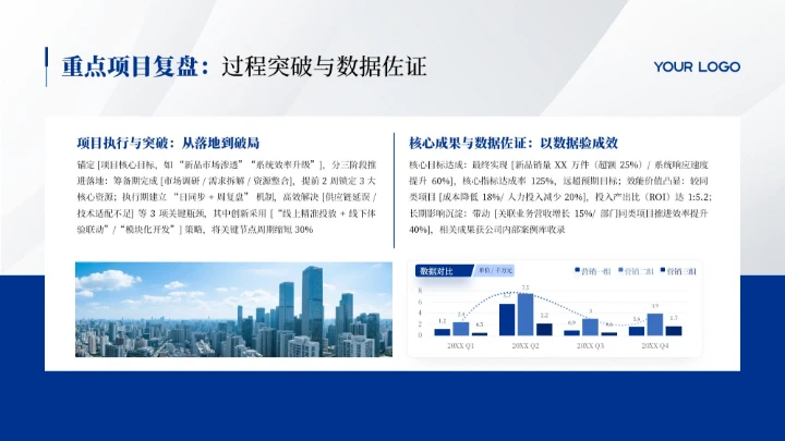 蓝色简约风年终述职竞聘汇报PPT模板