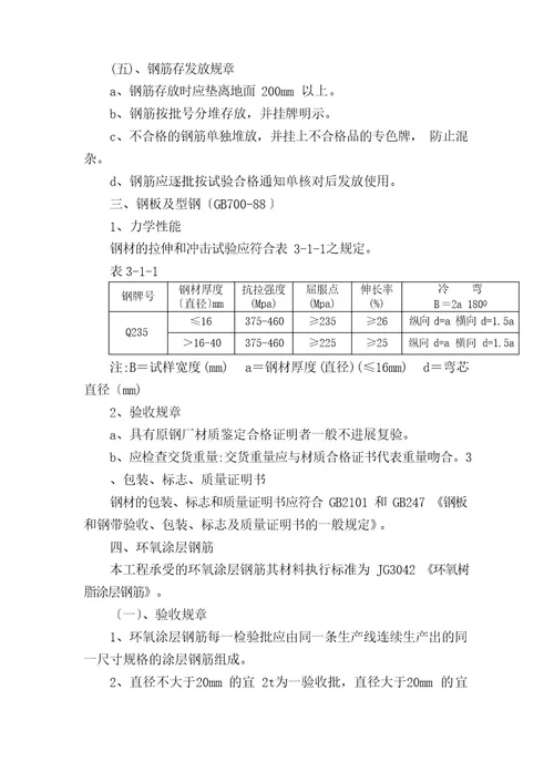 原材料进场管理及检验频次规定