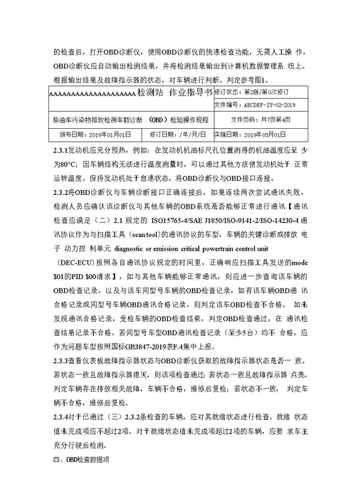 环保新标准OBD检验作业指导书