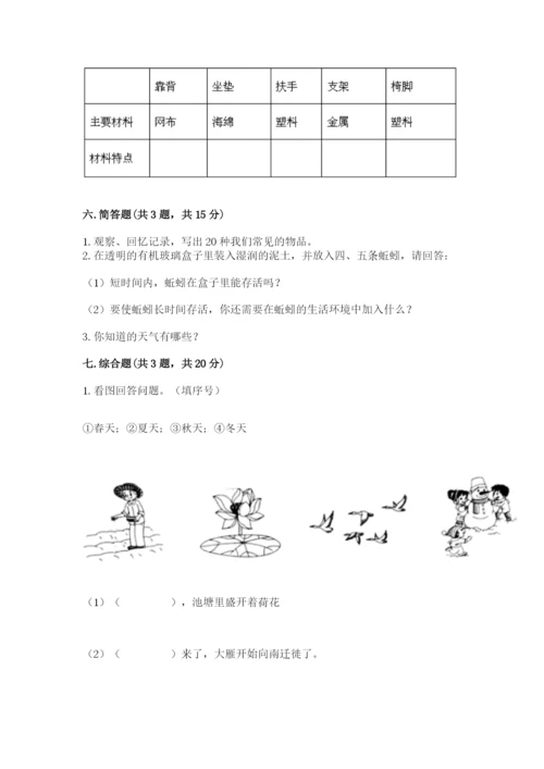 教科版二年级上册科学期末测试卷带答案（夺分金卷）.docx