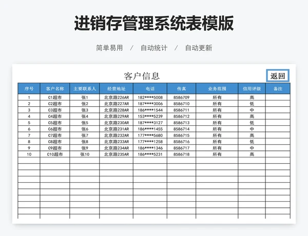 进销存管理系统表模版