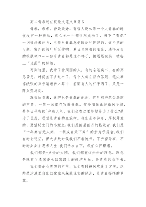 高二青春迷茫议论文范文五篇.docx